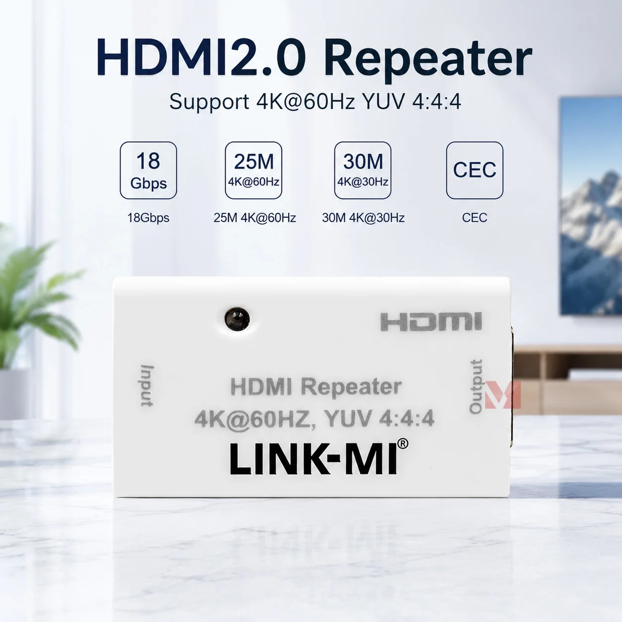 Фото Репитер HDMI 2.0 на 25 м, 4K 60 Гц, YUV 4:4:4; Репитер HDMI на 30 м, 4K при 30 Гц, поддержка 3D CEC №1