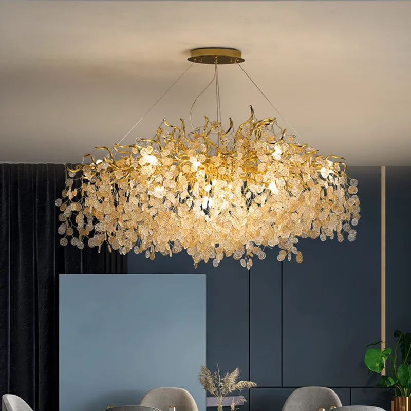

Pendant Lamp Led Art Chandelier Light Modern Crystal Branch Gold Living Dining Room Home Decor Bedroom Hanging Luminaire