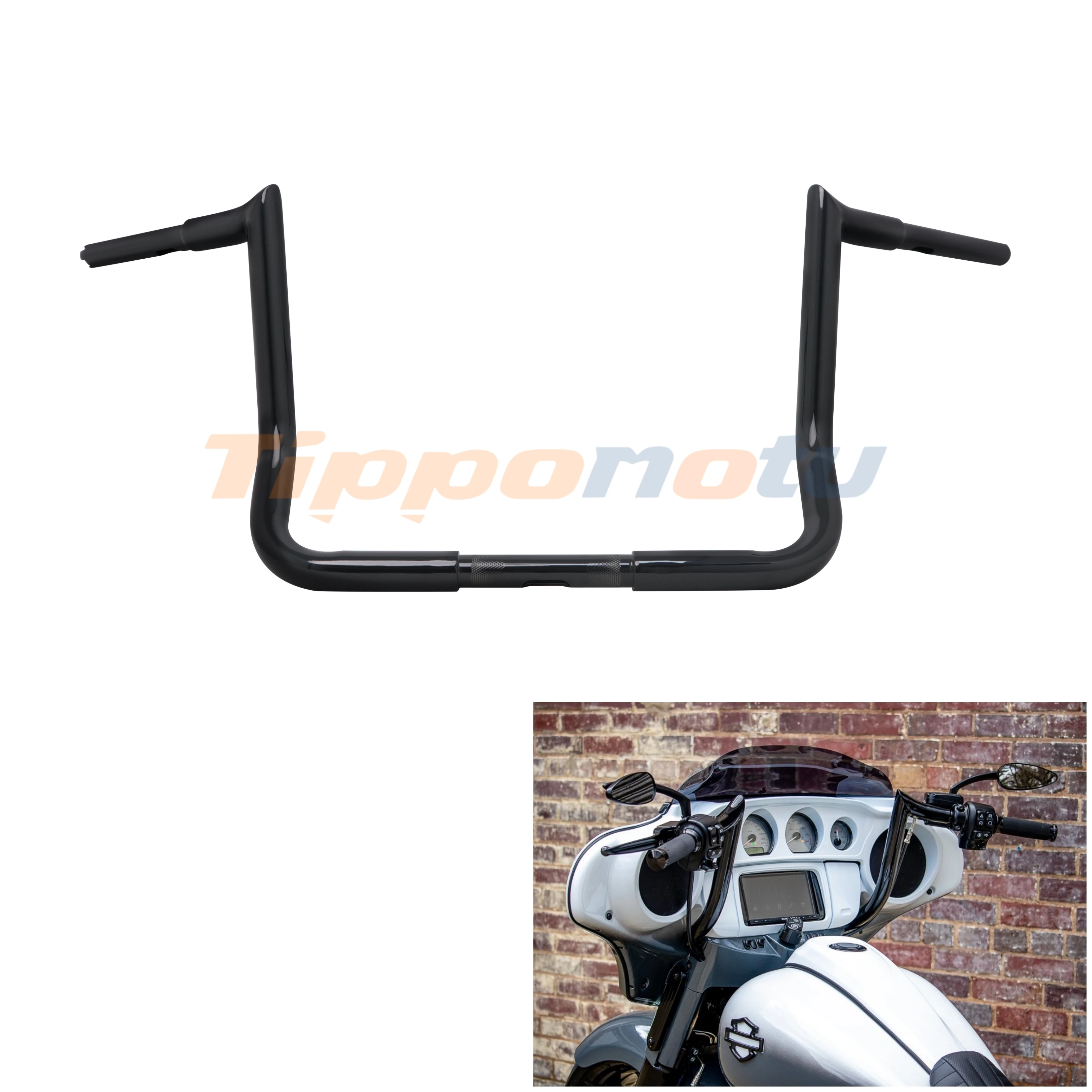 Руль Street Glide Ape 10/12/14/16 дюймов глянцевый черный для Harley Touring 1986-2023 Electra Ultra Limited CVO