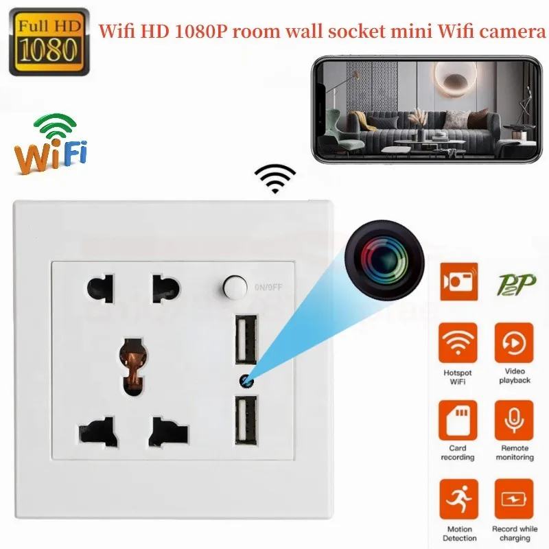 

Socket Mini Camera WiFi IP Cam Smart Home 1080P HD Comcorder Motion Detection Invisible Espia Safety Protection Remote Monitor