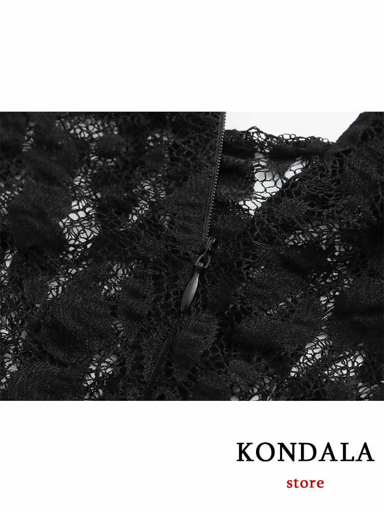 KONDALA винтажное кружевное черное сексуальное женское платье-футляр модное
