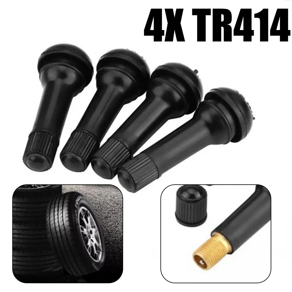 

4pcs TR414 High Quality Tire Universal Rubber Valve Tubeless Nozzle Wi/ Valve Core Aluminum Alloy+Rubber Valve Core Of PTFE Seal