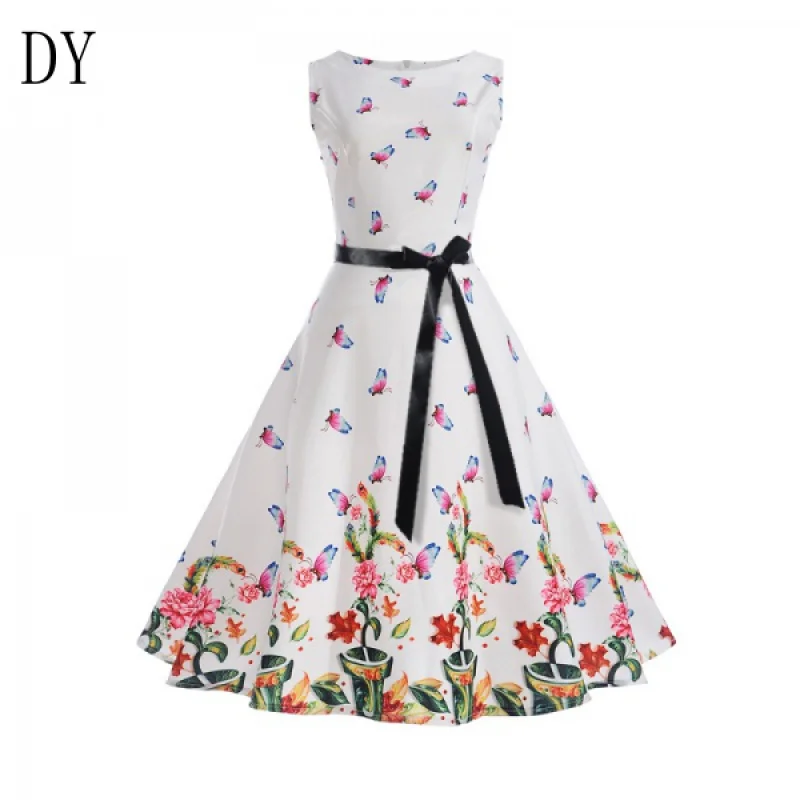 

Женское платье без рукавов DY, летнее вечернее платье с винтажным принтом и широкой юбкой, 2022