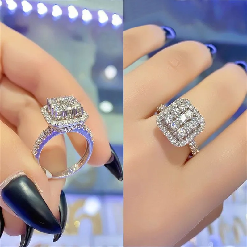 

Charming Wedding Ring for Women Simple Stylish Square Shaped Design Proposal Engagement Lover Ring Gift Trendy Jewelry