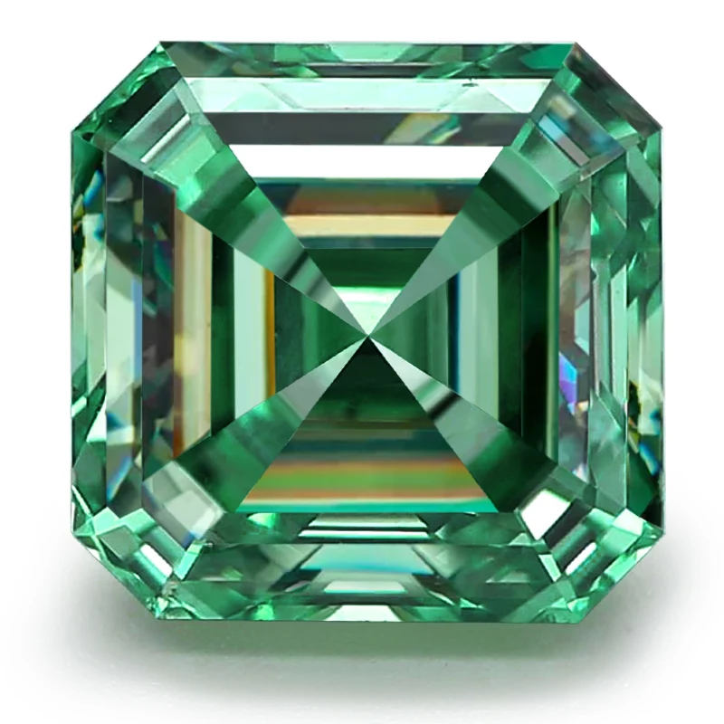 

Green Asscher Cut Moissanite Colored Loose Stones Lab Grown Moissanite Diamonds Test Positive For Jelwery