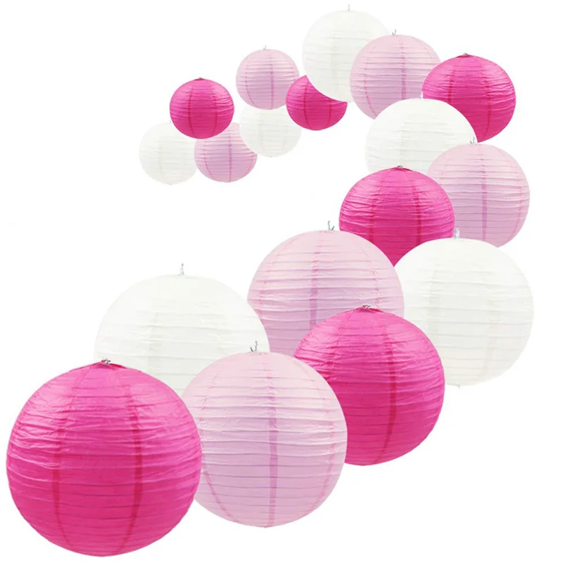 

18Pcs 6-12in New Chinese Paper Lantern Japanese Lanterne Decoration and Led Lights Weddings Baby Shower Christmas Party Supplies