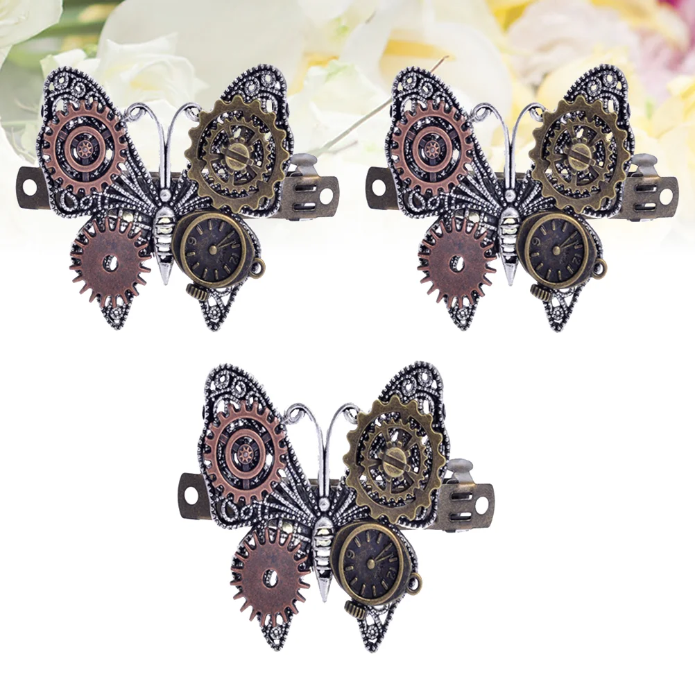

Hair Spring Clip Butterflies Clips Metal Steampunk Barrette Woman Hairpin Alloy Vintageclamps Clasp Pin Party Jewelry Animal
