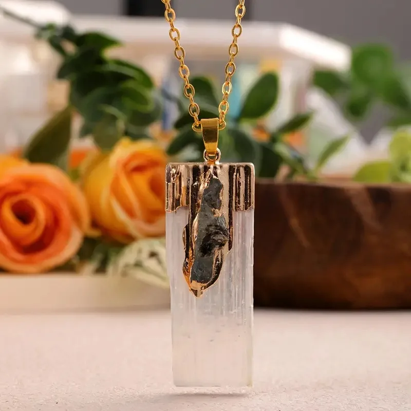 Креативный натуральный прямоугольный белый гипсовый камень с хрустальным