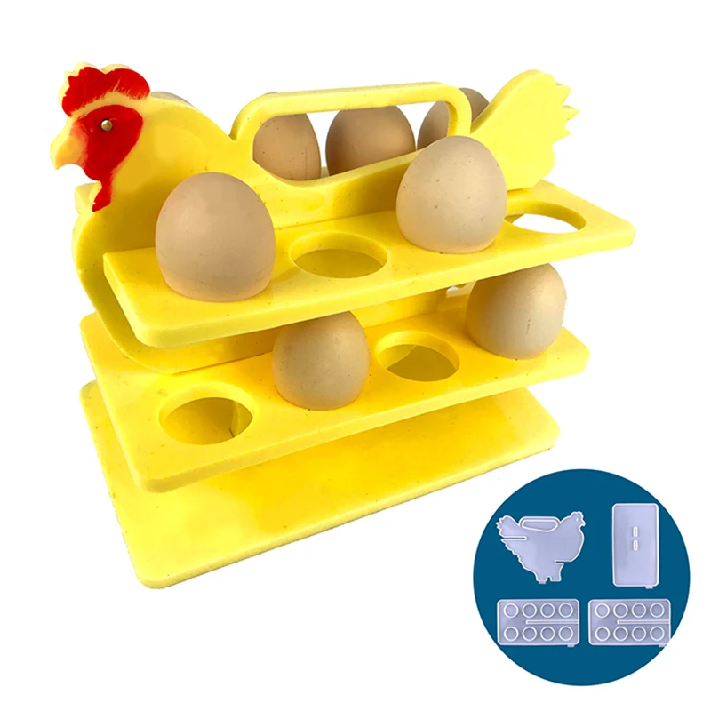 

Silicone Egg Storage Rack Mould 2 Tiers 16 Eggs Holder Resin Mold Chicken Design Rack Molds Home Kitchen Tool DIY Handicraft