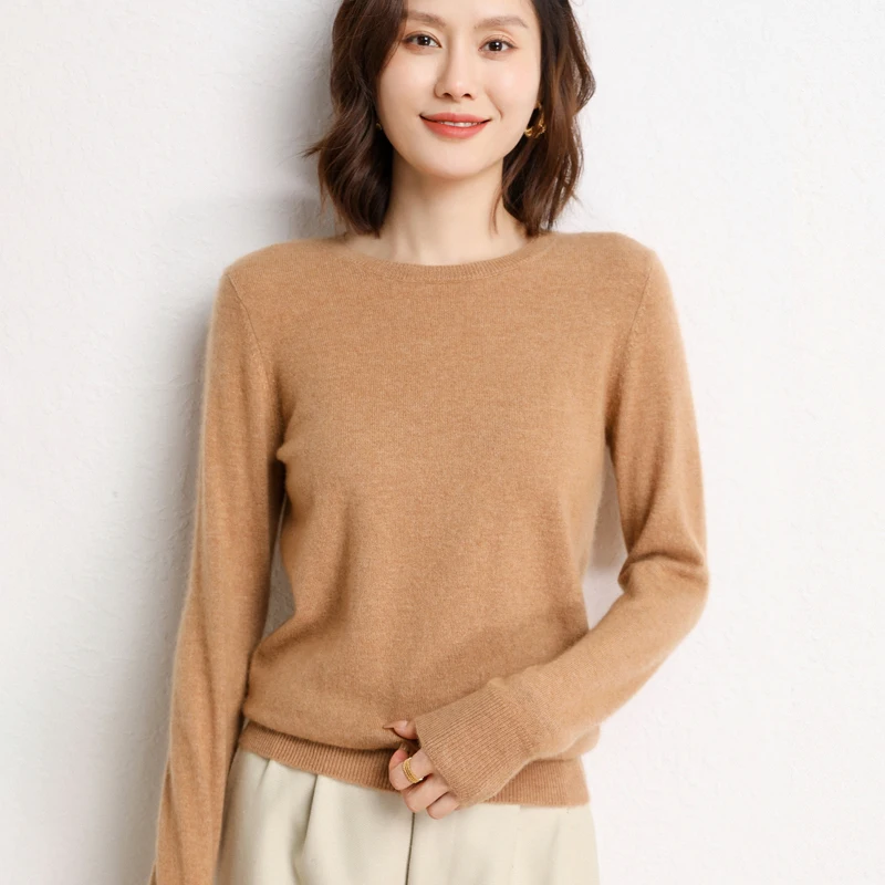 

2023 Autumn And Winter Clothing For Lady 100% Goat Cashmere Women Sweaters O-neck Soft Knitwears