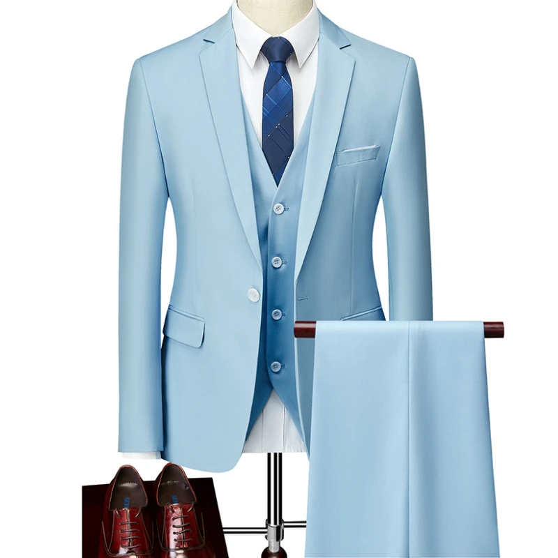 Пиджак + брюки жилет/Новинка 2022 мужские деловые облегающие костюмы свадебный