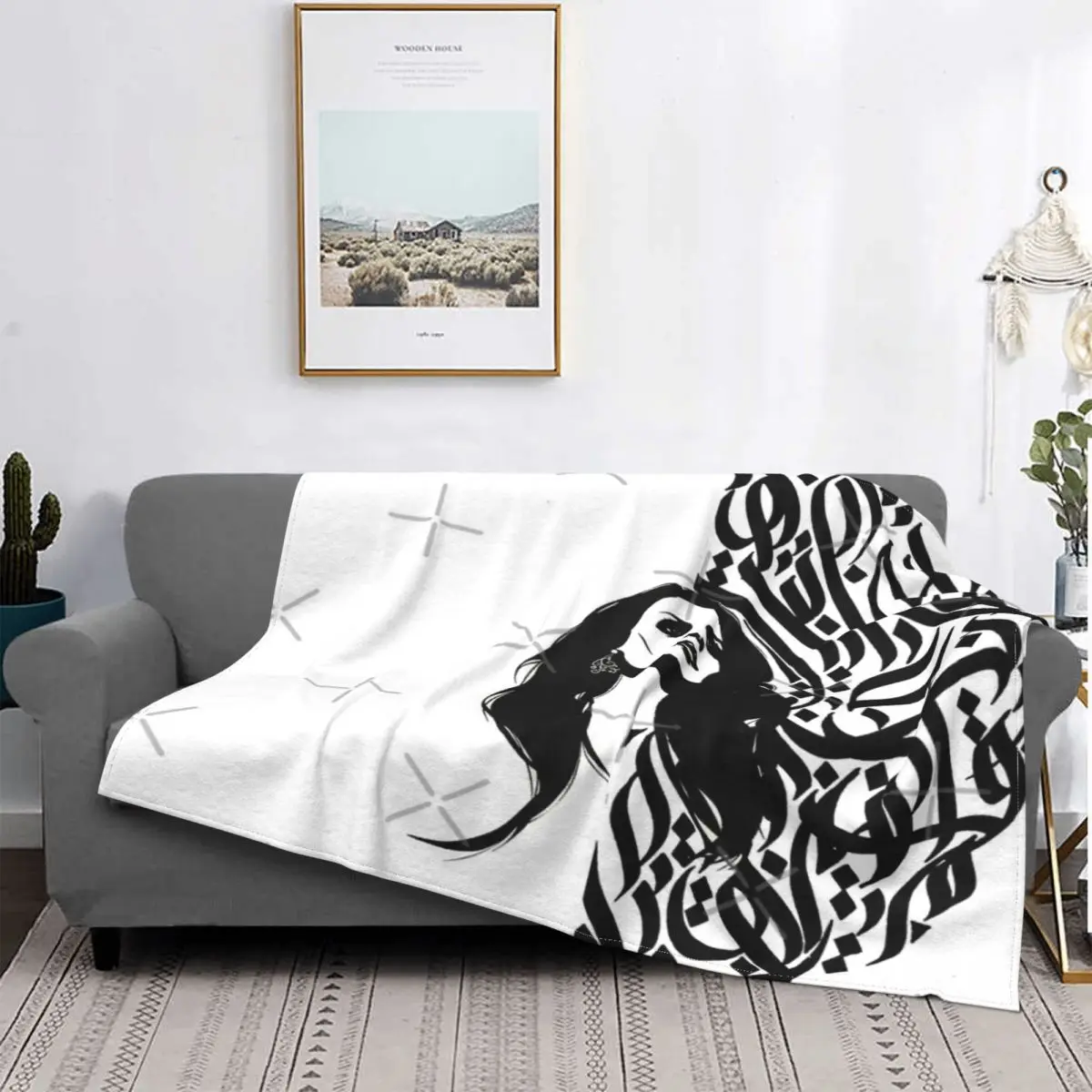 

Fairuz Collection-colcha de caligrafía árabe, manta a cuadros para cama, sofá, a cuadros, colchas para camas