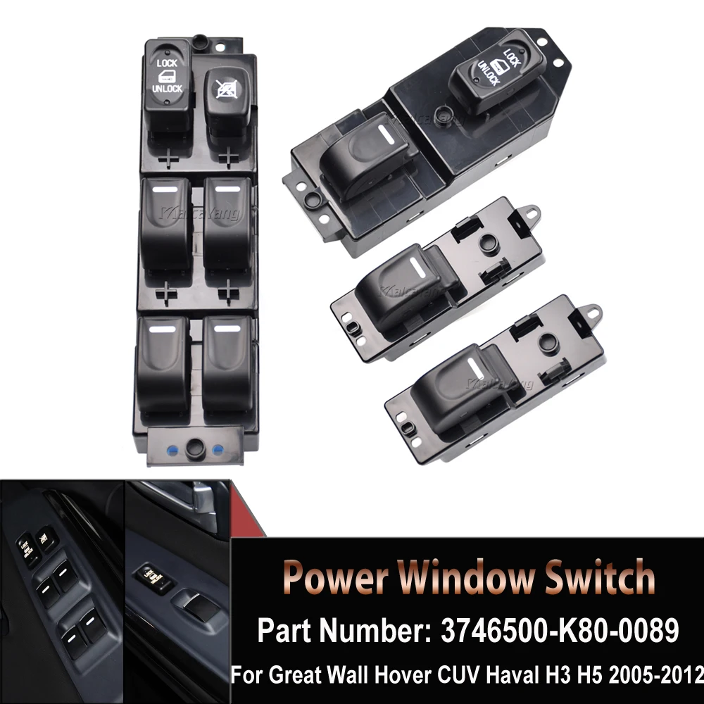 

3746500-K80-0089 For Great Wall Hover Haval H3 H5 Battery Switch New Front Left Power Window Switch With Anti-Folder Function