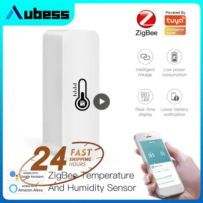 

App Control Temperature Humidity Sensor Mini Zigbee Temperature Sensor Smart Life Tuya App Battery Powered Real-time Detecter