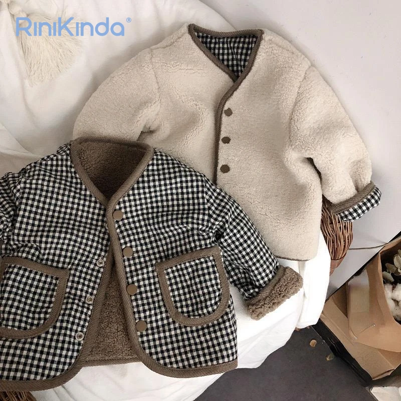 

2023 Children's Warm Jackets Autumn Winter Thick Warm Coats for Girls Boys Plaid Baby Jacket Kids Outerwear Clothes