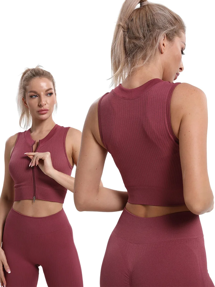 Seamless Ribbed Sports Leggings For Women Push Up High Waist Fitness White Striped Gym Tights Female Tummy Control Yoga Pants