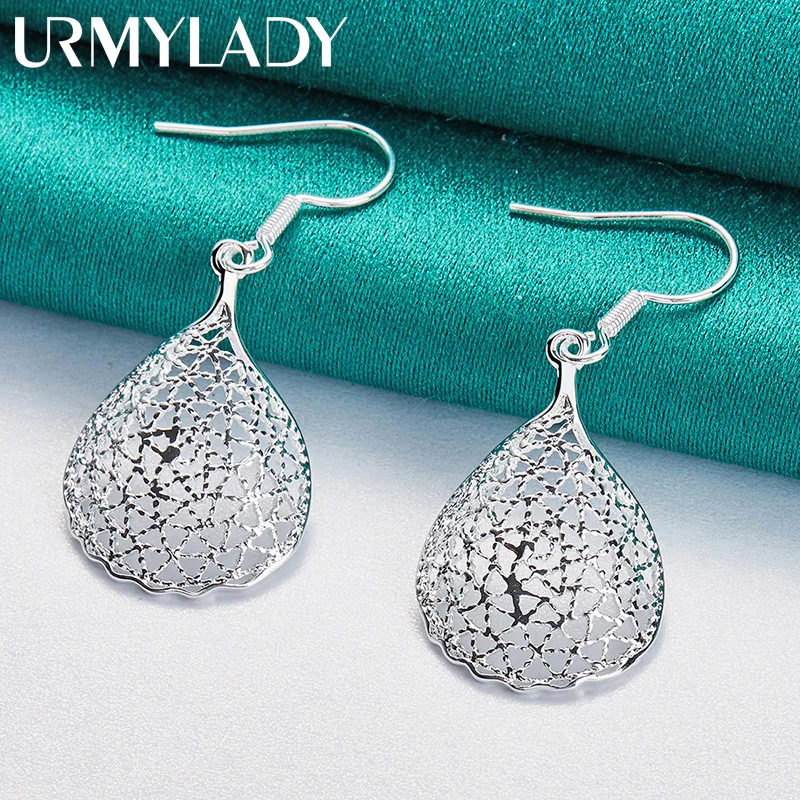 

URMYLADY 925 Sterling Silver Reticulate Earrings Eardrop For Women Wedding Charm Engagement Party Fashion Jewelry