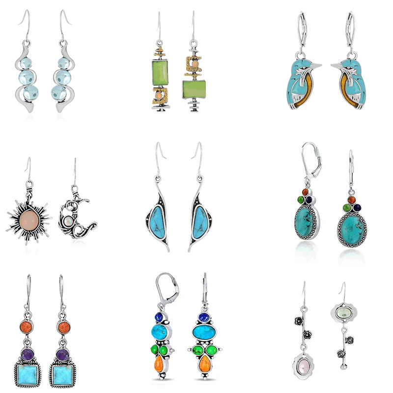

Retro Tassel Pearl Flower Oil Drop Earrings for Women Fashion Temperament Long Turquoise Cold Wind Earrings Girlfrend's Gifts