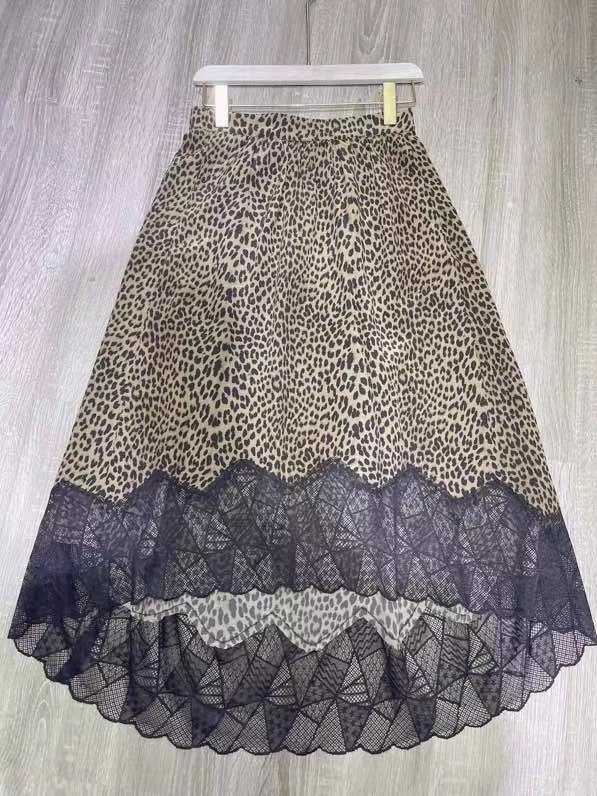 

Women Leopard Print viscose skirt 2022 new high wasit fashion lady midi skirt
