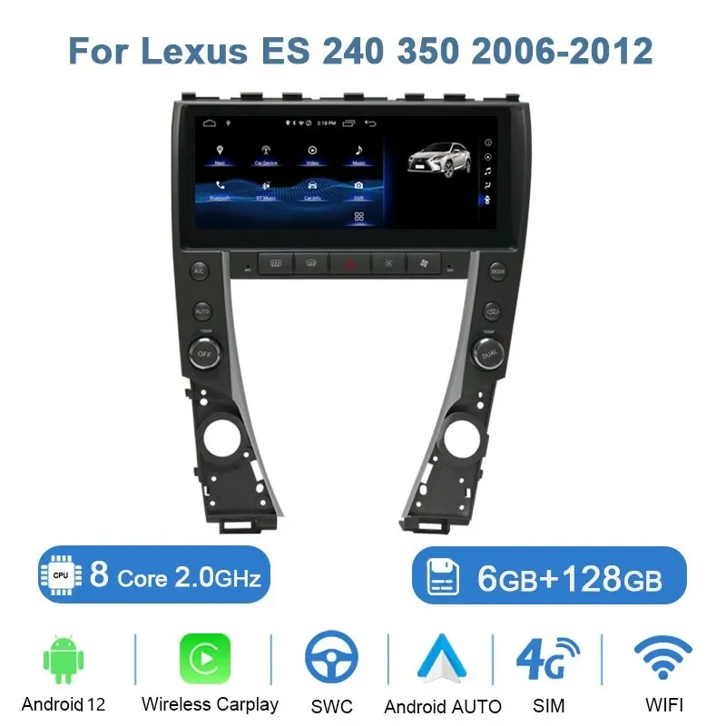

For Lexus ES ES240 ES350 2006-2012 Qualcomm Android 12 Car Stereo Radio Autoradio GPS Navigation Multimedia Player CarPlay