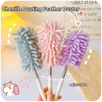 ins microfiber feather duster brush macaron extendable without hair removal dust sweeping ash cleaning household furniture cute