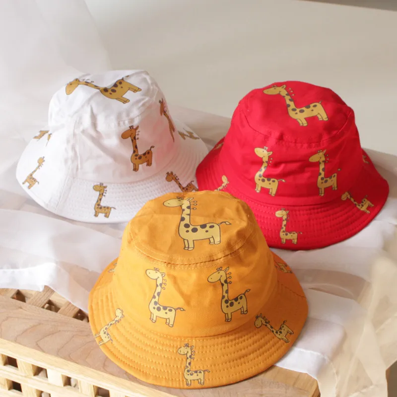 

Outdoor Summer Giraffe Baby Bucket Hat Boy Girl Hats Cartoon Fisherman Hat Kids Panama Sun Cap for Children 1-5Years old