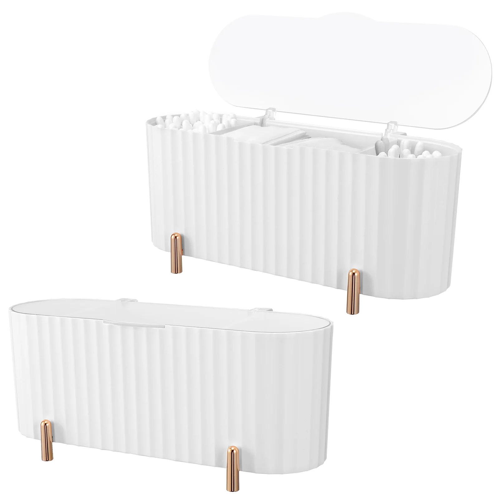 

2 Pcs Qtip Holder Dispenser Vanity Organizer Tray Jar Cotton Pad Desktop Stand Makeup Storage Box Cotton Swab Box
