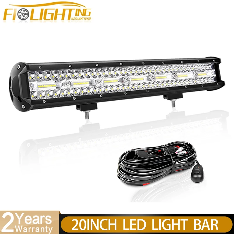 

FILighting Triple Row 20in 420W LED Light Bar 42000LM Offroad Wire Kit Combo Beam For Tractor 4X4 UAZ Offroad 4WD ATV Truck 12V