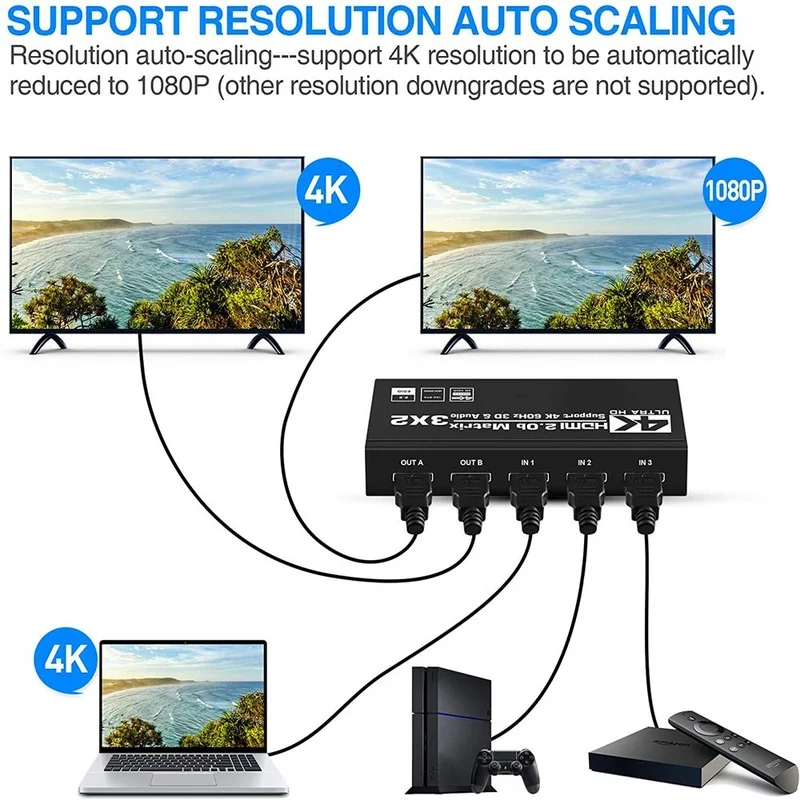 Матричный переключатель 2021 3x2 сплиттер с SPDIF и L/R 3 5 мм HDR HDMI-совместимый 4x 2