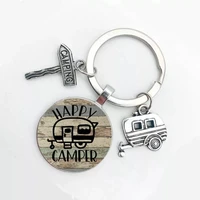 new cute camper van i love camping keychain trailer signpost keychain holiday travel souvenirs