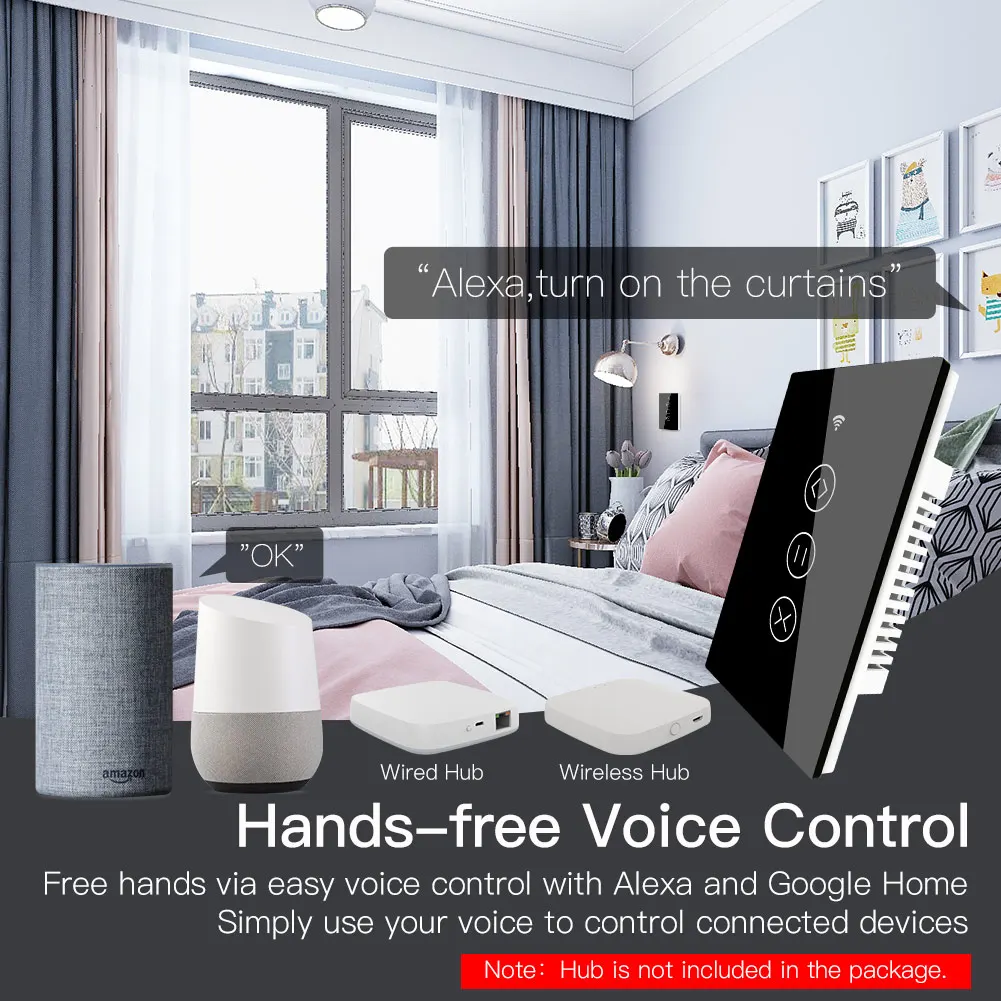 ZigBee RF Smart Touch Curtain Switch Roller Blinds Shutter Tuya Smart App Wireless Control Relay Status Works with Alexa Google images - 5
