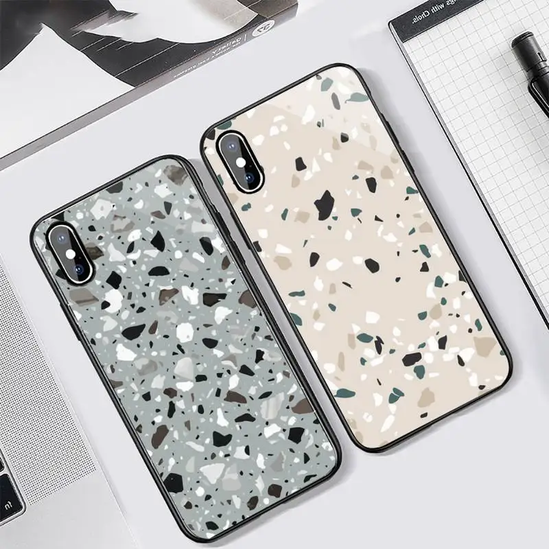 

terrazzo seamless Colorful pattern Phone Case Tempered glass For iphone 11 12 13 PRO MAX mini 6 7 8 plus X XS XR