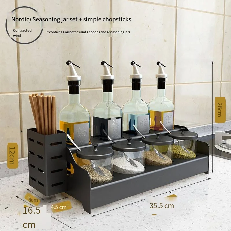 

Seasoning box set household combined kitchen condiment cans bottle can combination set seasoning oil salt sauce vinegar rack