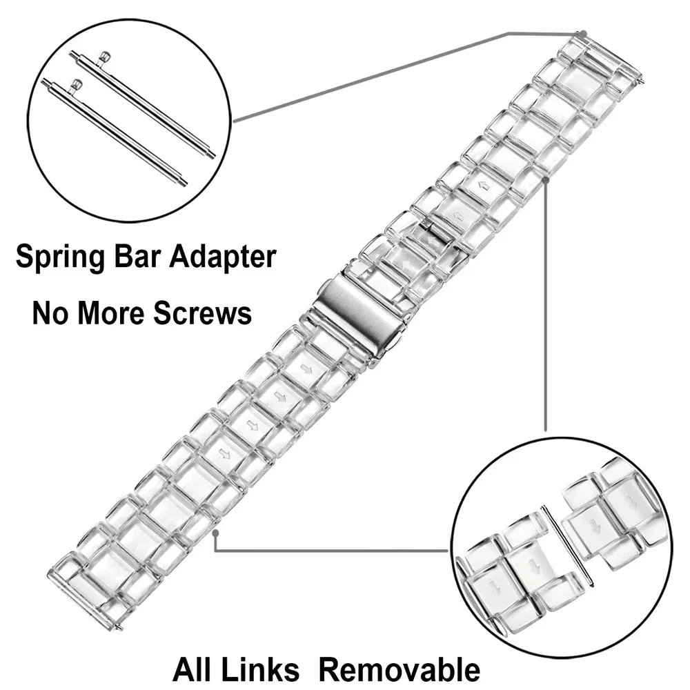 22mm 20mm Watch Strap For Huawei Watch GT 3 2 46mm 42mm Band Clear Resin Bracelet For Huawei Watch GT 2 3 Pro GT 2 2E Wristband