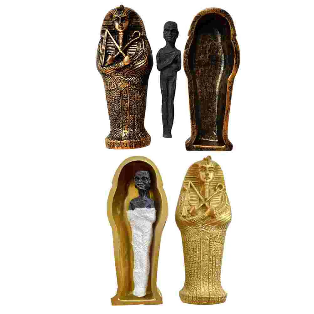 

2 Sets Resin Fish Tank Decor Egyptian Pharaoh Cleopatra Mummy Coffin (2 Styles)