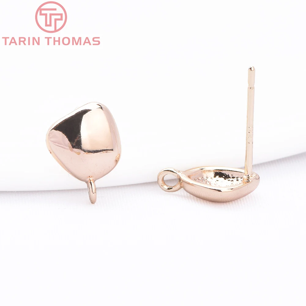 (8822) 6 шт. 7 5x10 мм латунные серьги-гвоздики неправильной формы цвета 24-каратного