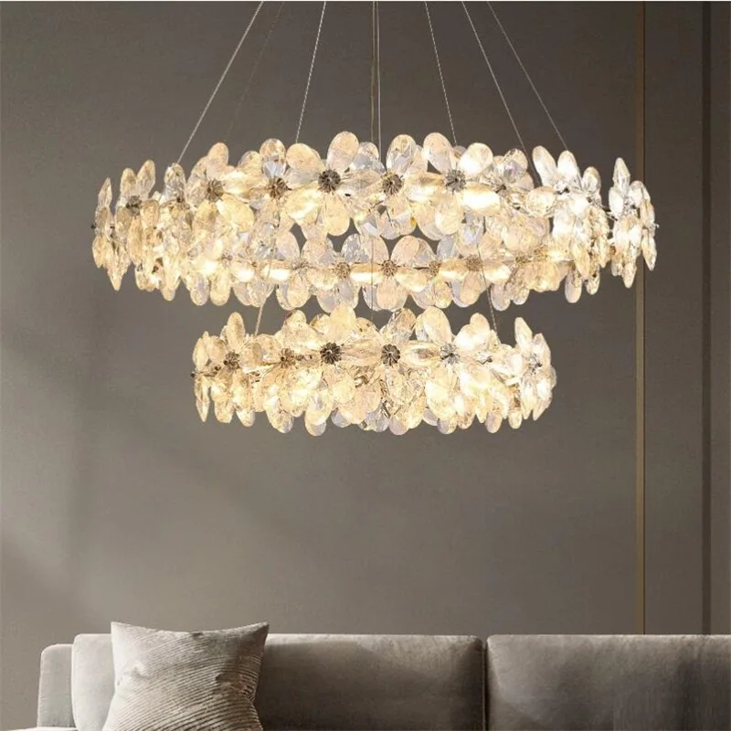 Новая хрустальная люстра теплый романтический цветок светильники для гостиной