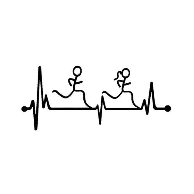 

1 Pcs Personalized Heartbeat Runner Boys And Girls Car Decoration Stickers Are Suitable For Various Models, 16cm*7cm