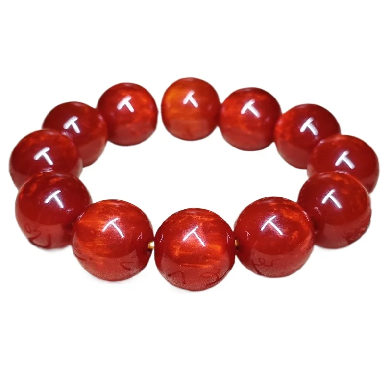 Огненно-красные смоляные круглые бусины эластичный браслет игрушка в этническом
