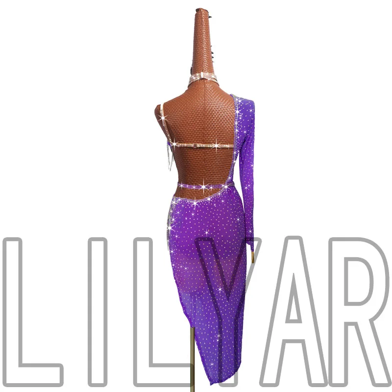 Новые костюмы для латиноамериканских танцев конкурсов выступлений. Фиолетовое