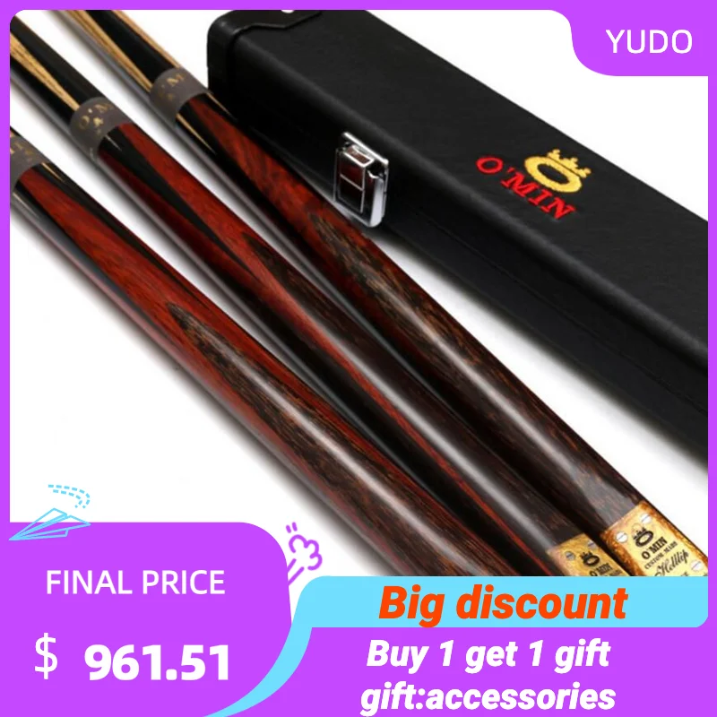 

O'MIN 3/4 Snooker Cue Billiard Stick HELLLIP Model 9.5mm/9.8mm Tips 3 4 Snooker Cues Case Set Professional Handmade China 2019
