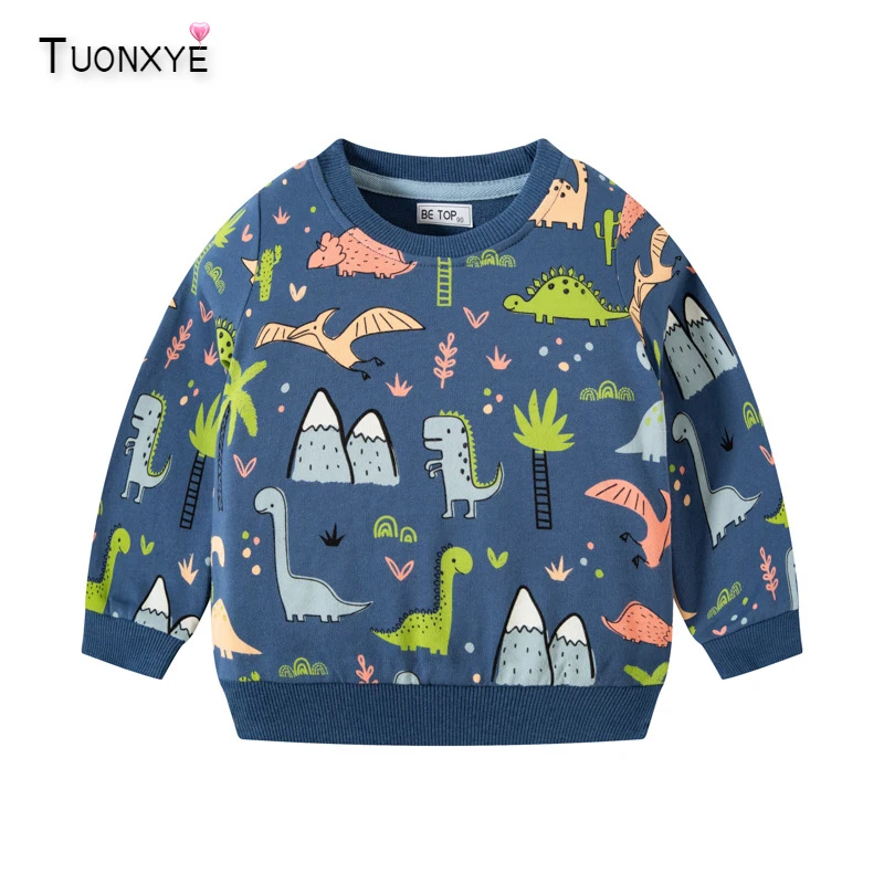 

TUONXYE Spring Knitting Tops Full Long Sleeve Children's Clothes Cartoon Dinosaur Pullover Sweatshirt Casual Cotton 2-9Years
