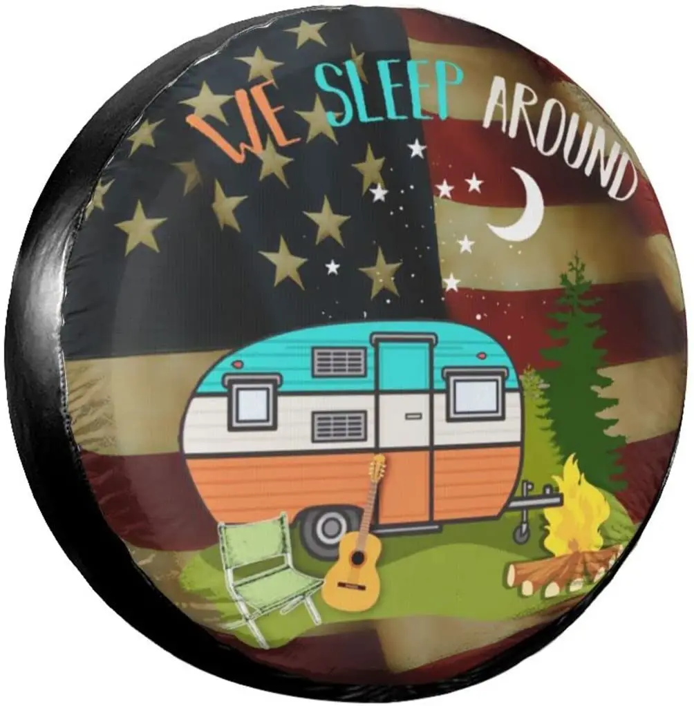 

Socira I Go Where I'm Towed Tire Cover, Campfire Camper Car Spare Tire Covers