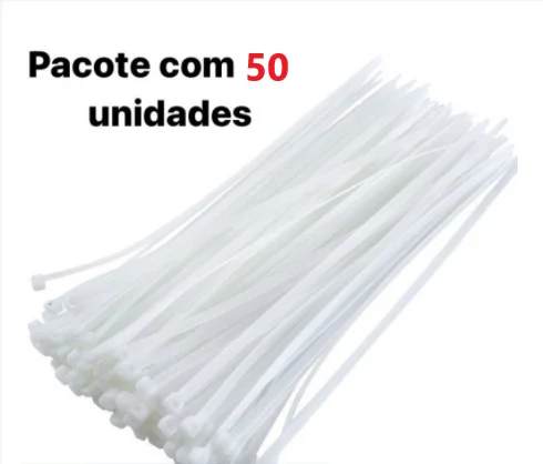 

50 Cintas Plásticas Abraçadeira Nylon Enforca Gato Branco