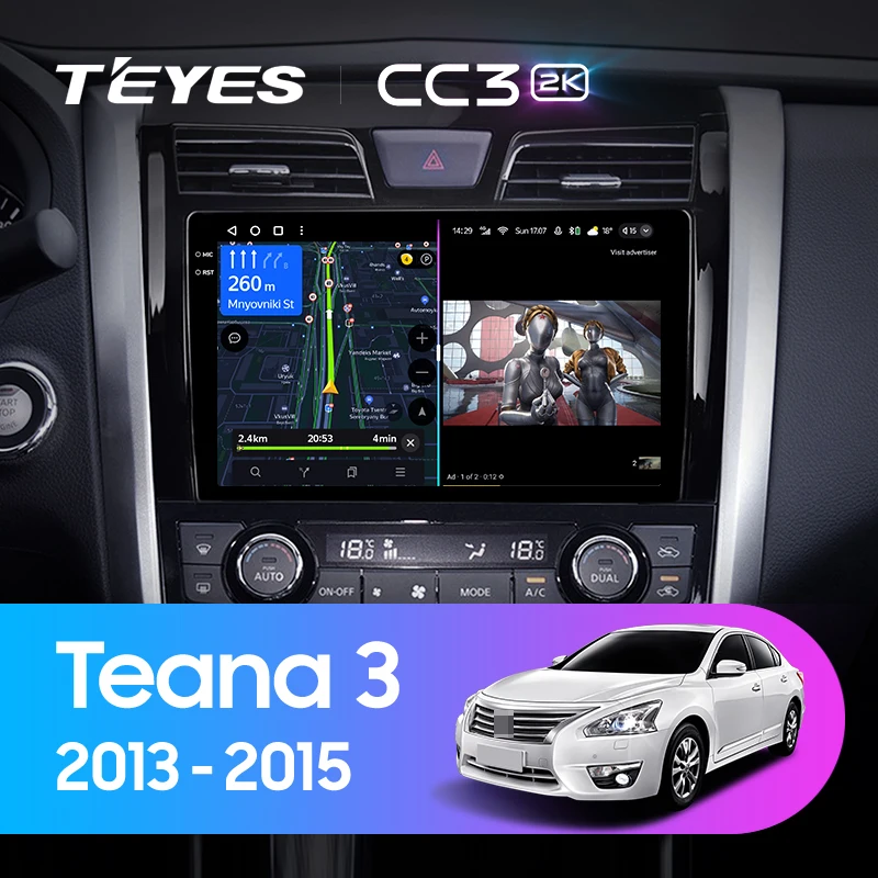 TEYES Тиайс CC3 2K Штатная магнитола For Ниссан Теана J33 Nissan Teana 2013 - 2015 до 8-ЯДЕР 6 + 128ГБ 27EQ