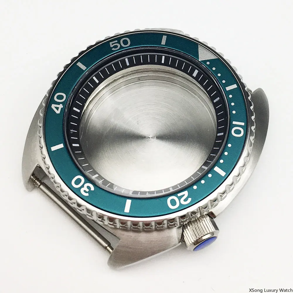 45mm fine SKX007 cases Watch Case Men's mechanical watch Stainless Steel Cases Parts Sapphire Glass Fit nh35a nh36a Movement