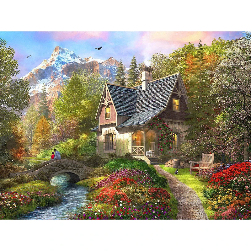 

Полностью квадратная круглая Алмазная картина 5D садовая Ландшафтная Алмазная вышивка бревна для дома вышивка крестиком Мозаика ремесло украшение для дома