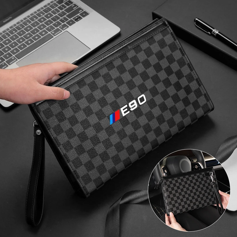 Fashion Plaid Clutch Car Logo Money Phone Storage Bag For BMW X3 X5 M5 M3 E46 E90 E60 F10 E39 F30 E36 G30 E87 E70 E91 E30 G20