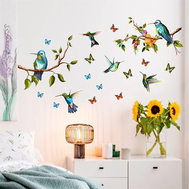

Butterfly Bird Flower Wall Decals PVC Wall Stickers for Kids Room Bedroom Home Decor Living Room Decoration Bathroom Accessories