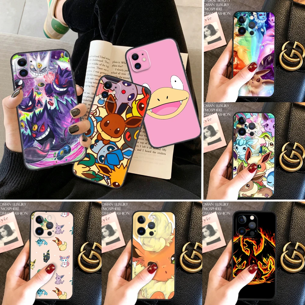 B83 мультфильм Покемоны eevee pika Мягкий силиконовый чехол для iPhone 15 14 Plus 13 12 11 X XS XR Pro Max